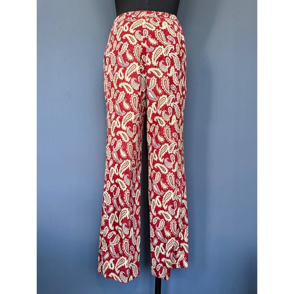 Vintage Ruth Matthews Paisley Wide Leg Pants | Size‎ 26W | High Rise Boho Cotton - Picture 3 of 9